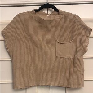 Tan Knit Short Sleeve Top